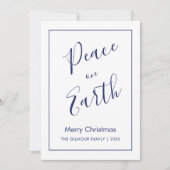 Invitation Minimal|Blue Peace on Earth Christmas Card (Devant)