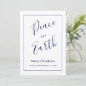 Invitation Minimal|Blue Peace on Earth Christmas Card (Debout devant)
