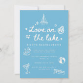 Invitation Minimal Blue Script Love on the Lake Bachelorette (Devant)