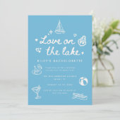 Invitation Minimal Blue Script Love on the Lake Bachelorette (Debout devant)