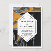Invitation minimal Bohemian Black Gold Artsy Mariage Abstrait (Devant)