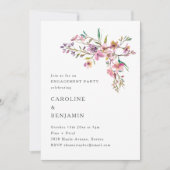 Invitation Minimal Boho Pink Wildflowers Engagement Party (Devant)