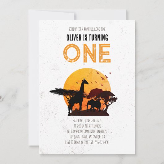 Invitation Minimal Boho Safari Wild One Anniversaire (Devant)