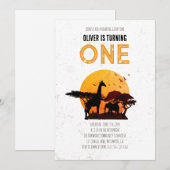 Invitation Minimal Boho Safari Wild One Anniversaire (Devant / Derrière)