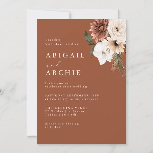 Invitation Minimal Boho Terracotta Wedding  (Devant)