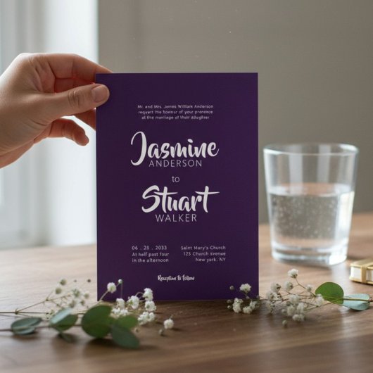 Invitation Minimal bold plum Wedding Website QR Code