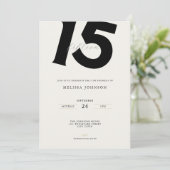 Invitation Minimal Bold Typography 15th Birthday  (Debout devant)