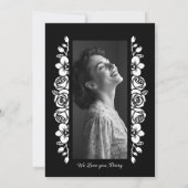 Invitation Minimal Botanic Back & White Garland Photo Funeral (Dos)