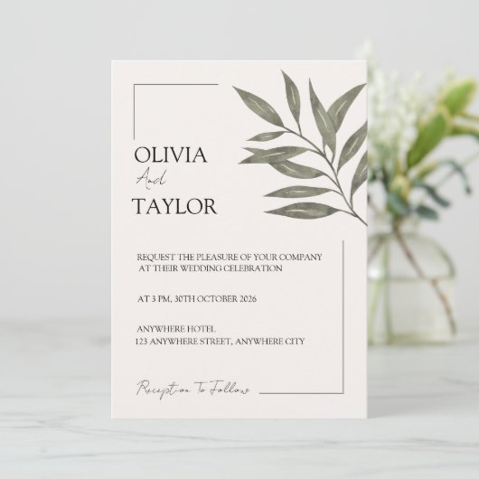 Invitation Minimal Botanical Elegance (Debout devant)