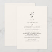 Invitation Minimal Botanical Script Modern Elegant Wedding (Devant / Derrière)