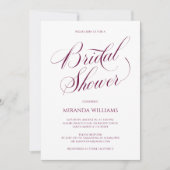 Invitation Minimal Burgundy Handwritten Script Bridal Shower (Devant)
