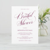 Invitation Minimal Burgundy Handwritten Script Bridal Shower (Debout devant)