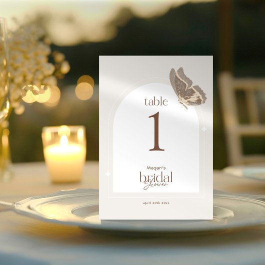 Invitation Minimal Butterfly Bridal Shower Table Number Card