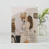 Invitation Minimal Casual Wedding Photo | Modern Script (Debout devant)