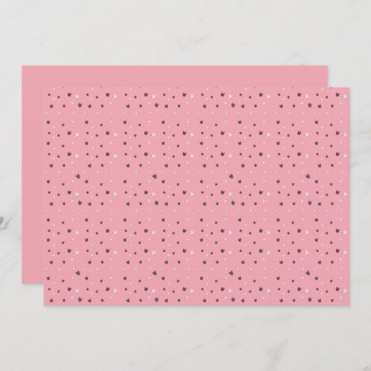 Invitation Minimal Cat Faces Pattern on Pink – Cute Pastel (Devant / Derrière)