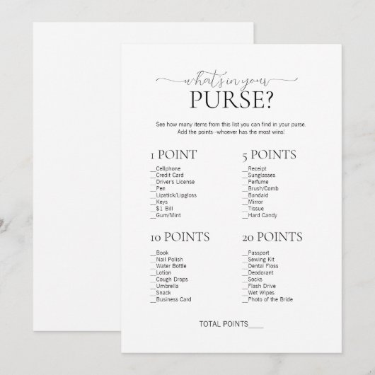 Invitation Minimal ce qu'il y a dans votre jeu de Fête des ma (Devant / Derrière)