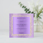 Invitation Minimal Champagn Or Noir Confettis Violet Pourpre (Debout devant)