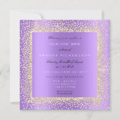 Invitation Minimal Champagn Or Noir Confettis Violet Pourpre (Devant)
