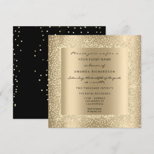 Invitation Minimal Champaigne or noir Confetti Sépia Glam