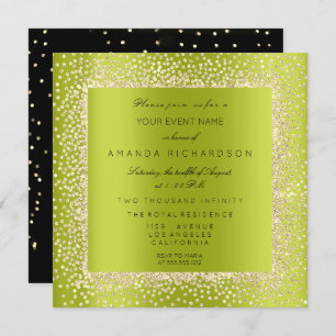 Invitation Minimal Champaigne Or Noir Confetti Sepia Vert