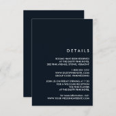 Invitation Minimal chic bleu foncé | Détails de l'invité Mari (Devant / Derrière)