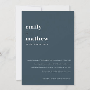 Invitation Minimal chic gras marine Fiançailles de typographi