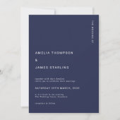 Invitation Minimal & Chic Navy Blue Modern Simple Wedding (Devant)