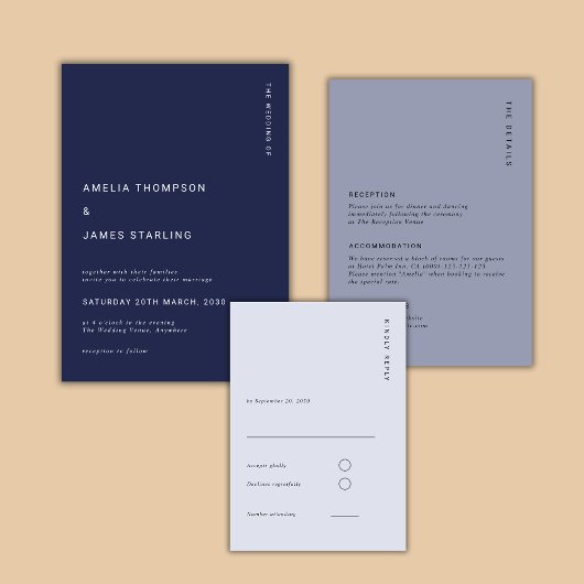 Invitation Minimal & Chic Navy Blue Modern Simple Wedding