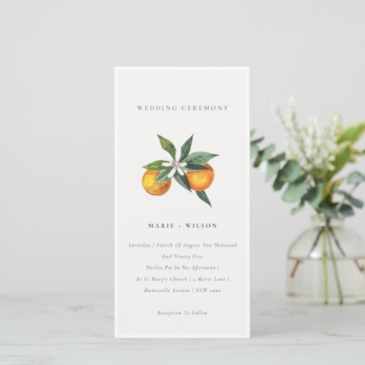 Invitation Minimal Chic Orange Boho Botanical Wedd (Debout devant)