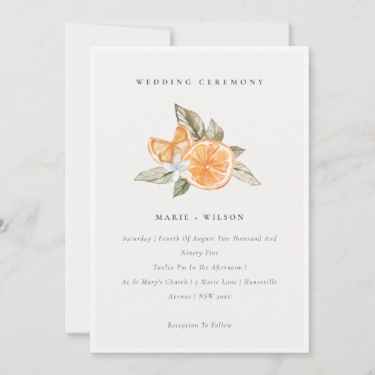 Invitation Minimal Chic Orange Boho Botanical Wedd (Devant)