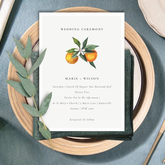 Invitation Minimal Chic Orange Boho Botanical Wedd