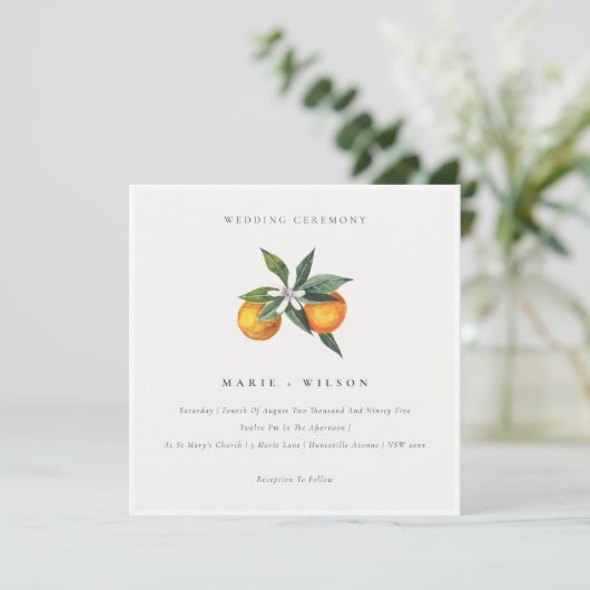 Invitation Minimal Chic Orange Boho Botanical Wedd (Debout devant)