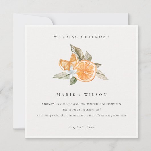Invitation Minimal Chic Orange Boho Botanical Wedd (Devant)