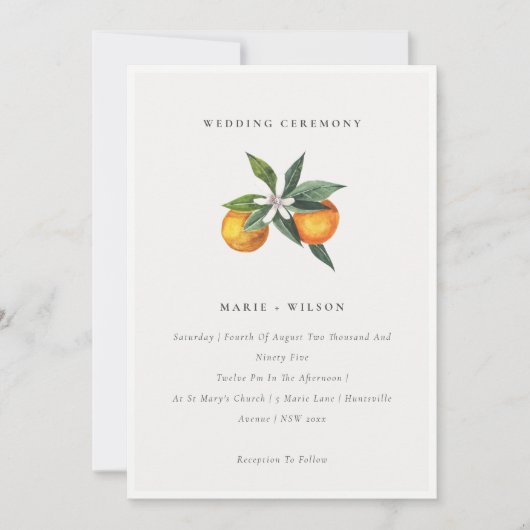 Invitation Minimal Chic Orange Boho Botanical Wedd (Devant)