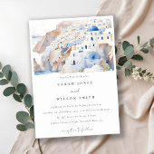 Invitation Minimal chic Santorini Grèce Mariage aquarelle