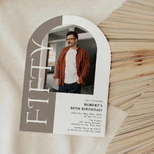 Invitation Minimal CINQUANTE Arch Photo 50e Anniversaire