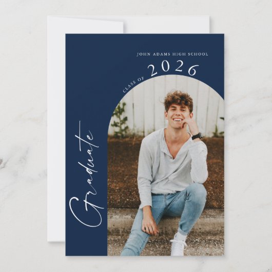 Invitation Minimal Class of Photo Dark Blue Graduation Party (Devant)