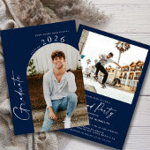 Invitation Minimal Class of Photo Dark Blue Graduation Party