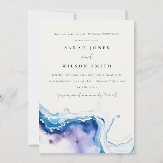 Invitation Minimal Coastal Sea Beach Wedding Anniversary (Devant)