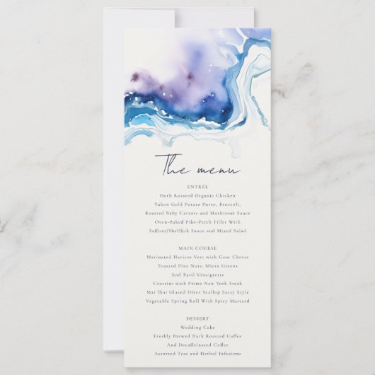 Invitation Minimal Coastal Sea Beach Wedding Menu Card (Devant)