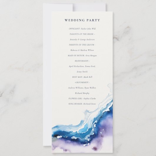 Invitation Minimal Coastal Sea Beach Wedding Program Card (Dos)