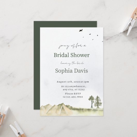 Invitation Minimal Desert Bridal Shower Invite Editable (Devant/Arrière en situation)