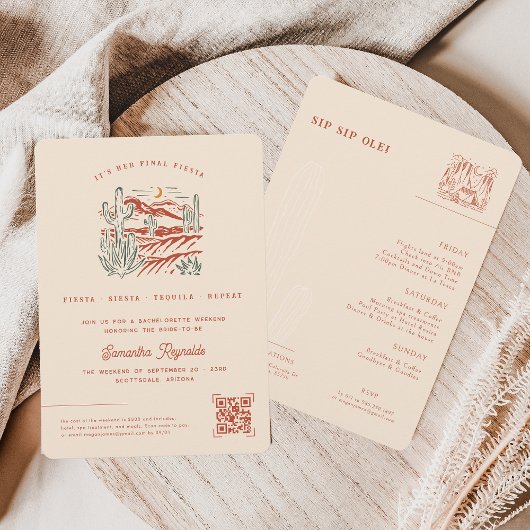 Invitation Minimal Desert Fiesta | Week-end de célibataire