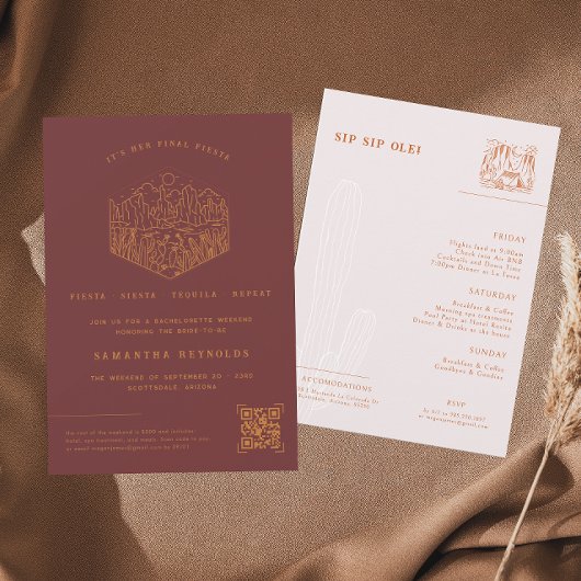 Invitation Minimal Desert Fiesta | Week-end de célibataire