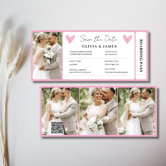 Invitation Minimal Destination Wedding Boarding Pass Invite