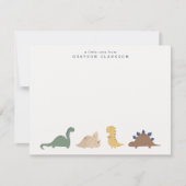 Invitation Minimal Dinosaur Kids Note Card Set Personalized (Devant)