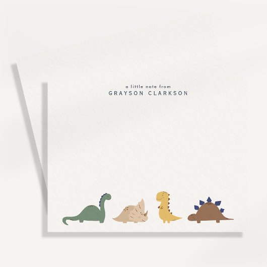 Invitation Minimal Dinosaur Kids Note Card Set Personalized