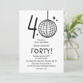 Invitation Minimal Doodle 40e Anniversaire Boule Disco (Debout devant)
