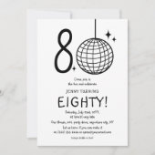 Invitation Minimal Doodle 80e Anniversaire Boule Disco (Devant)