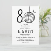 Invitation Minimal Doodle 80e Anniversaire Boule Disco (Debout devant)